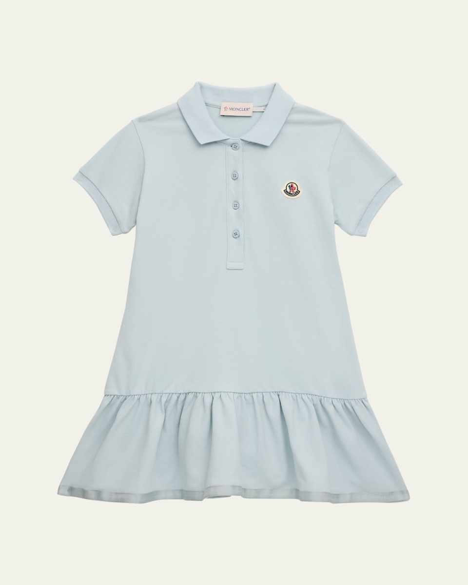 Girl's Drop-Waist Short-Sleeve Polo Dress, Size 4-